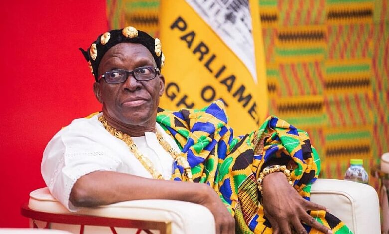 Speaker of Parliament Alban Bagbin seated in a chair.