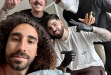 Marc Cucurella showing his Luis de la Fuente World Cup tattoo.