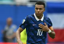 Picture of Kylian Mbappe in the France kit.