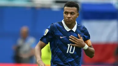 Picture of Kylian Mbappe in the France kit.