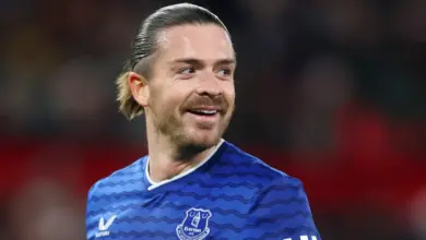 Jack Grealish pictured in an Everton shirt during his loan spell, as the winger looks ahead to the next chapter of his career.