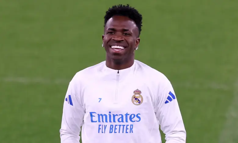 Real Madrid forward Vinicius Jr takes part in the club's pre-season training session.